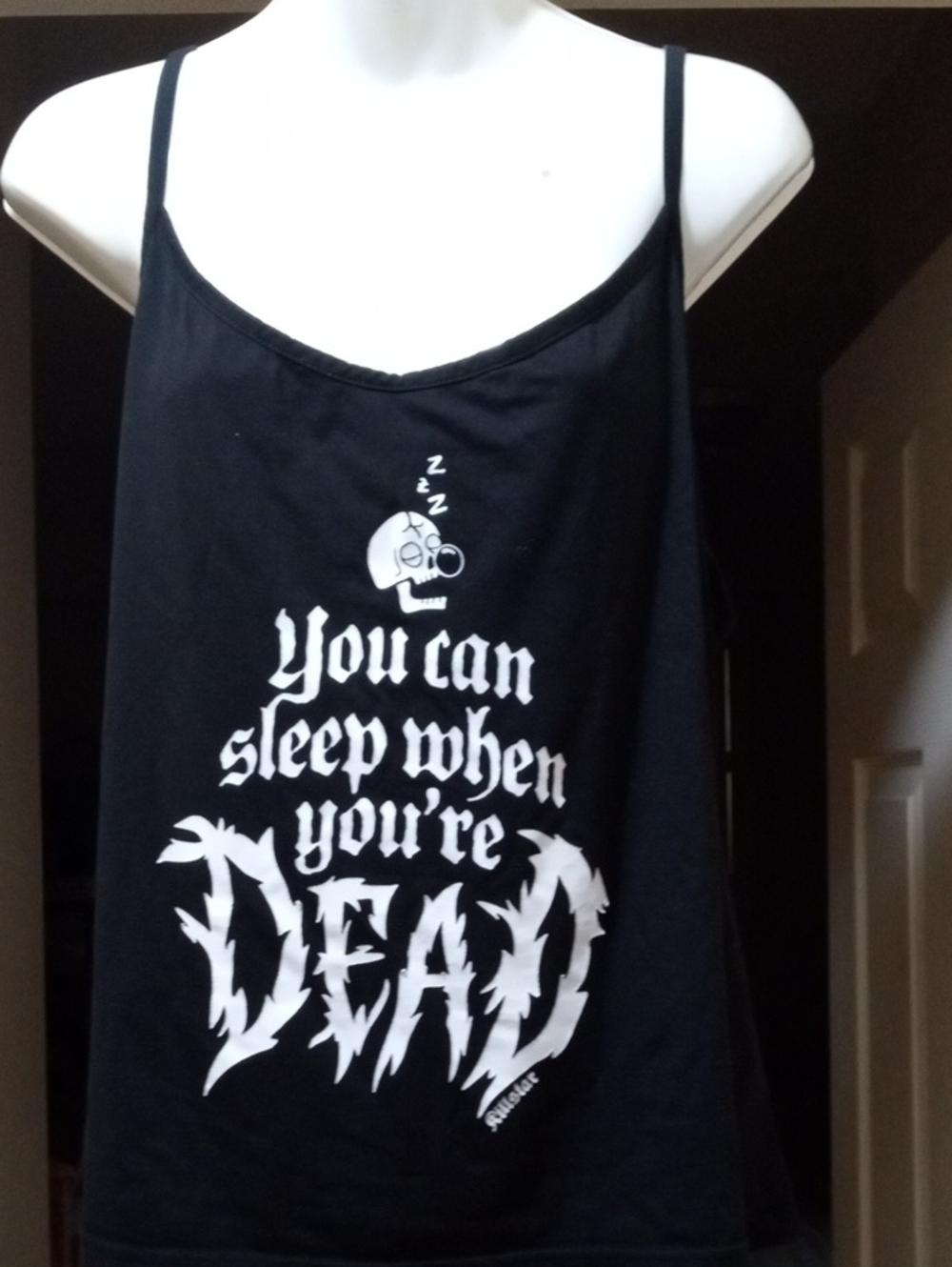 Killstar Black Sleep Tank with White Gothic Graphic Bust 48